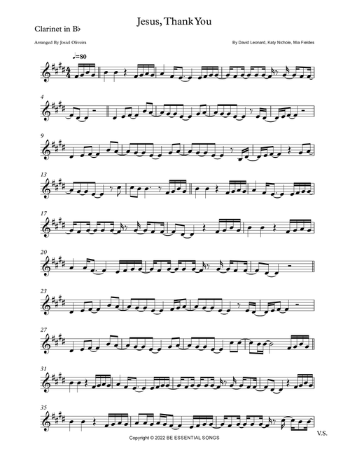 Jesus, Thank You (Arr. Josiel Oliveira) - David Leonard (Clarinet Solo)