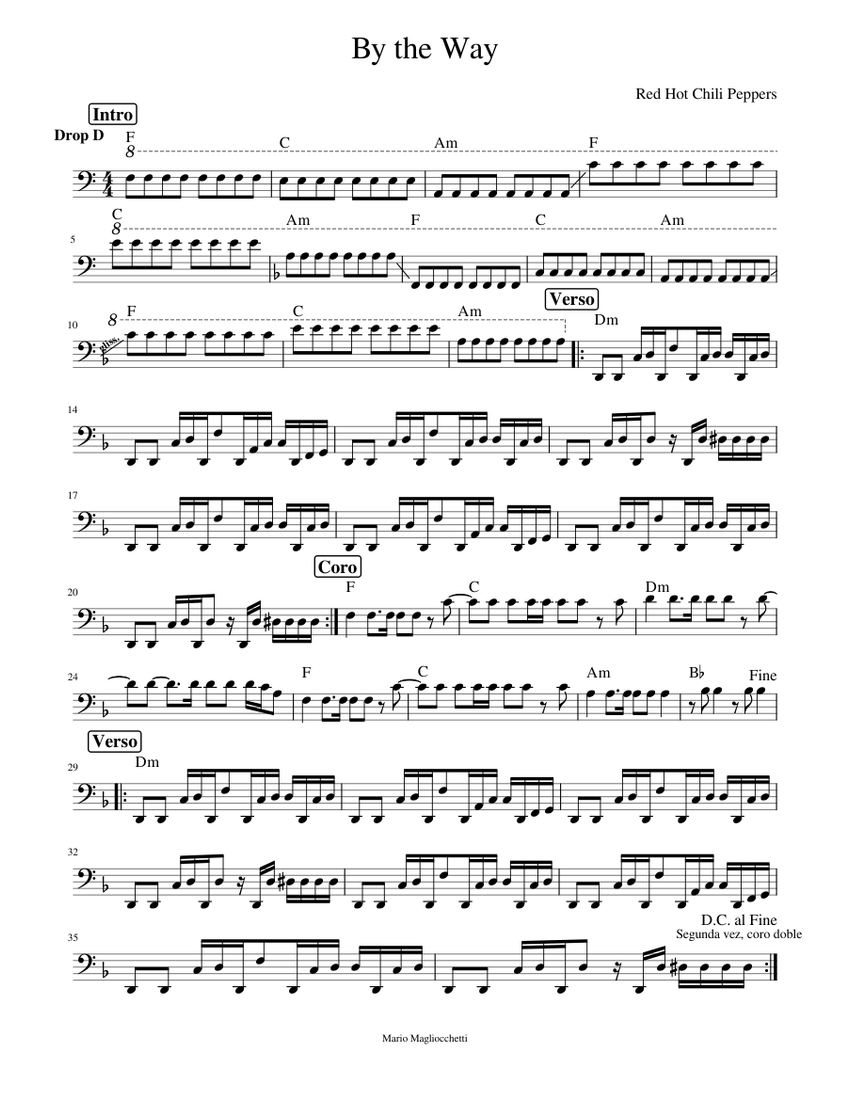 Red Hot Chili Peppers By the Way 楽譜集 ☆ Red Hot Chilli Peppers-By The Way Sheet Music pdf, - Free Score