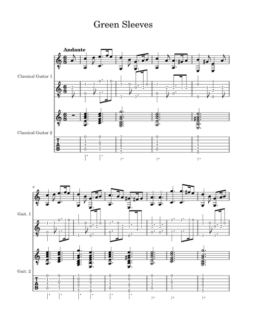 Green sleeves – Misc tunes Green sleeves TAB