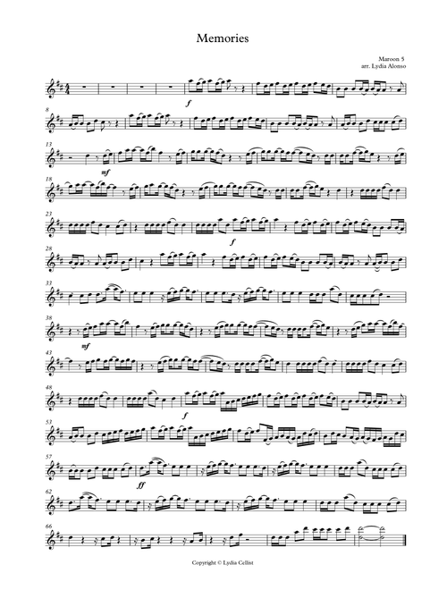 Memories (Arr. Lydia Alonso) - Maroon 5 (Small Ensemble)