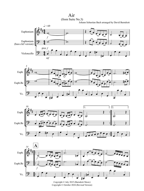 Air on a G String for Euphonium and Cello Duet (Arr. David Burndrett) - Johann Sebastian Bach (Instrumental Duet)