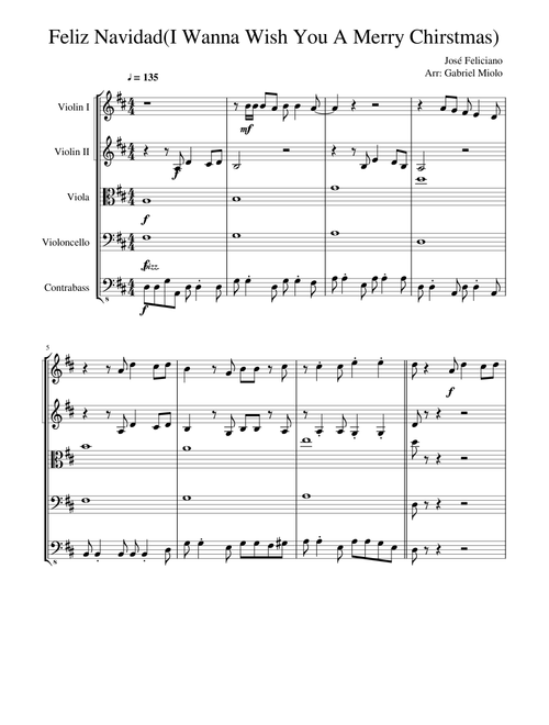 Feliz Navidad(I Wanna Wish You A Merry Christmas) for String Orchestra