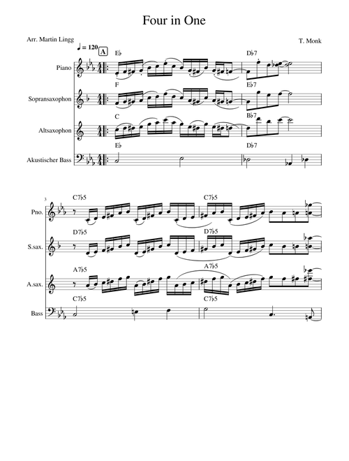 Four in One Monk Leadsheet C Bb Eb Bassline – Martin Lingg