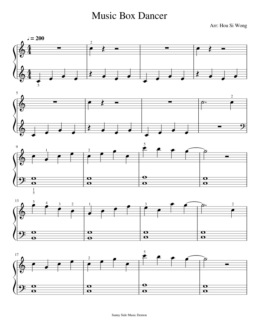 Music box sheet music discount