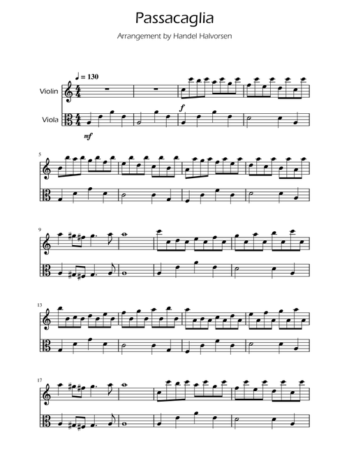 Passacaglia - Handel/Halvorsen - Violin and Viola Duet (Arr. Ygor Nunes) (Instrumental Duet)