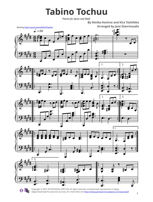 Tabino Tochuu (Arr. Jane Stavrinoudis) - Natsumi Kiyoura (Piano Solo)