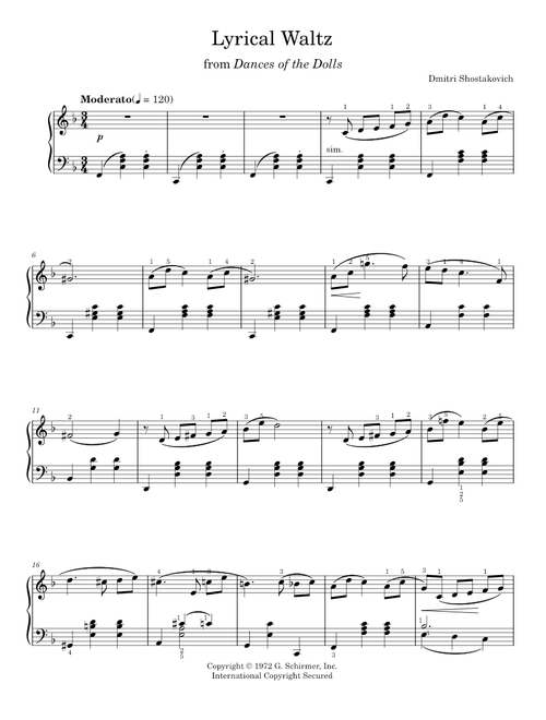 Lyrical Waltz - Dmitri Shostakovich (Piano Solo)