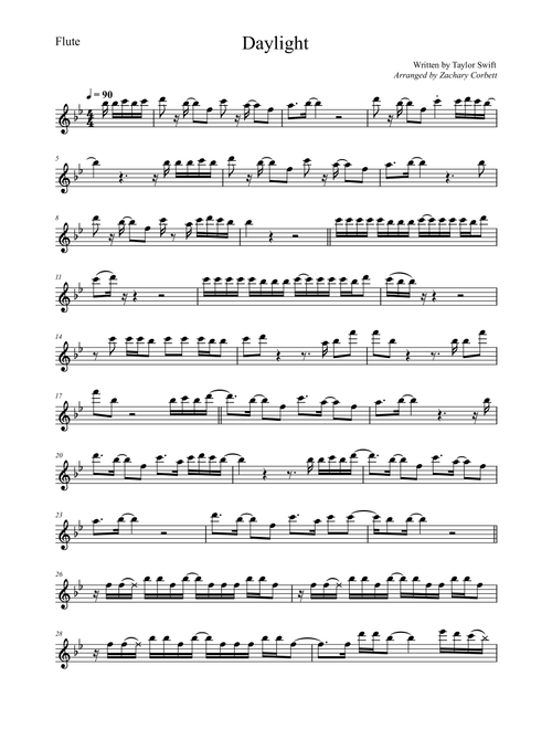 Daylight (Arr. Zac Corbett) - Taylor Swift (Flute Solo)