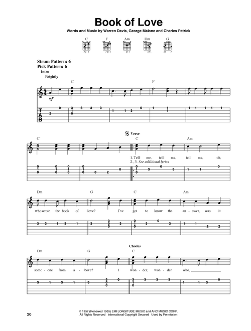 Book Of Love - The Monotones (Easy Guitar with TAB)
