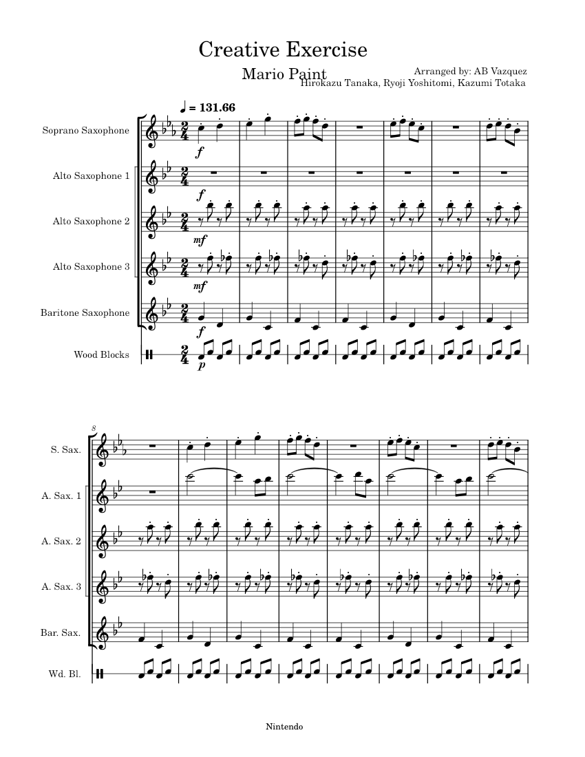 Creative Exercise (Mario Paint) Kazumi Totaka Sheet music for