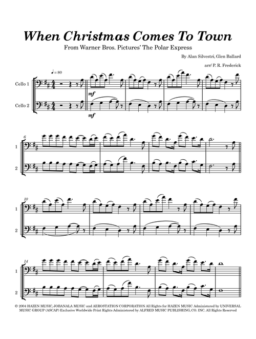 When Christmas Comes To Town (Arr. P. R. Frederick) - Andrea Bocelli (Cello Duet)