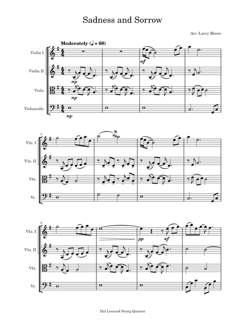 Sadness and Sorrow  string quartet (Larry Moore)
