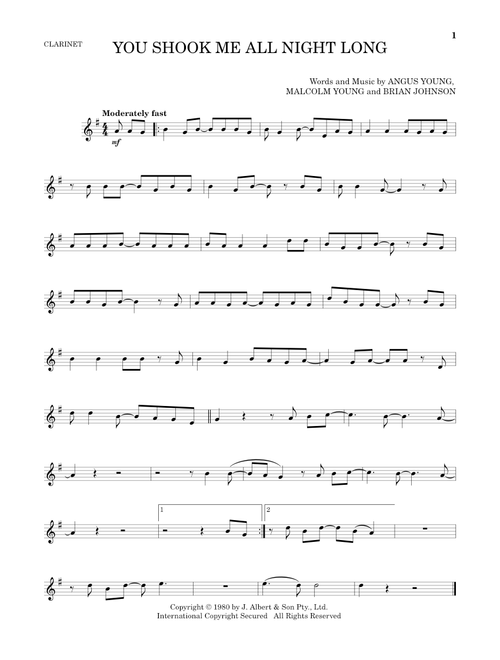 You Shook Me All Night Long - AC/DC (Clarinet Solo)