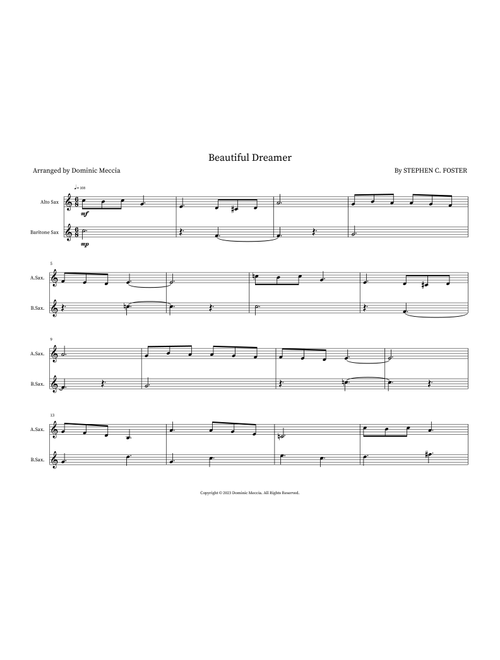 Beautiful Dreamer (Arr. Dominic Meccia) - Stephen C. Foster (Instrumental Duet)