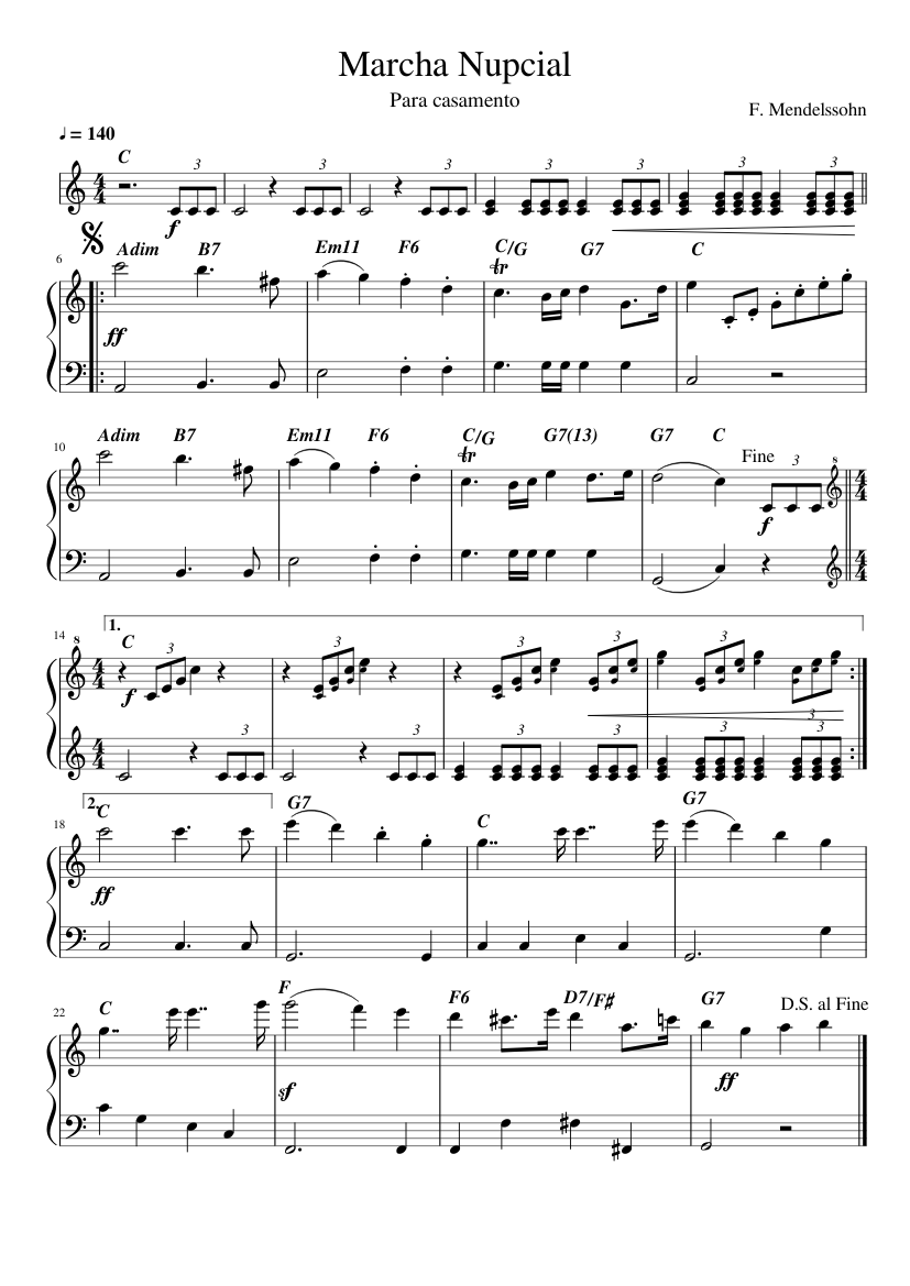 Marcha Mendelssohn Sheet for Piano (Solo) |