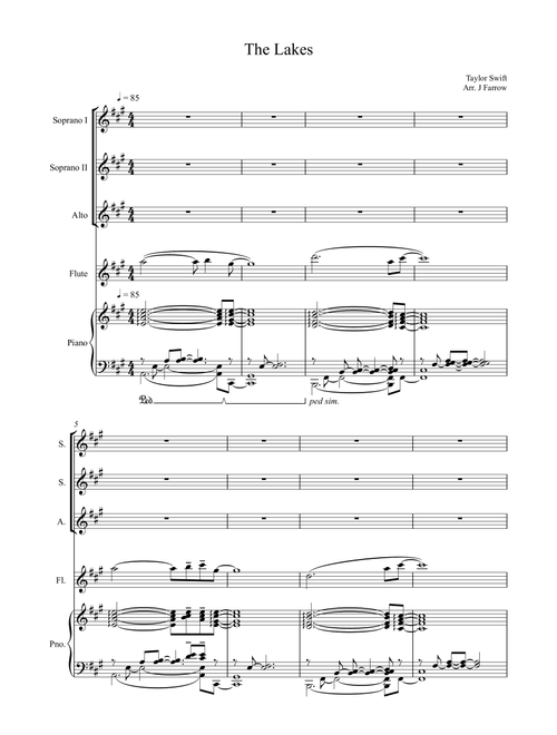 The Lakes (Arr. J Farrow) - Taylor Swift (Choral, SSA)