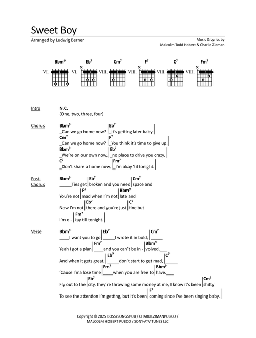 Sweet Boy (Arr. Ludwig Berner) - Malcolm Todd Hobert, Charlie Ziman (Guitar Chords-Lyrics)