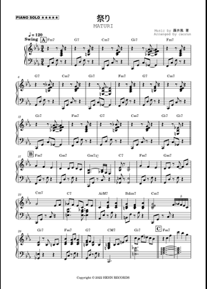 Matsuri - Fujii Kaze Sheet Music for Vocals (Choral