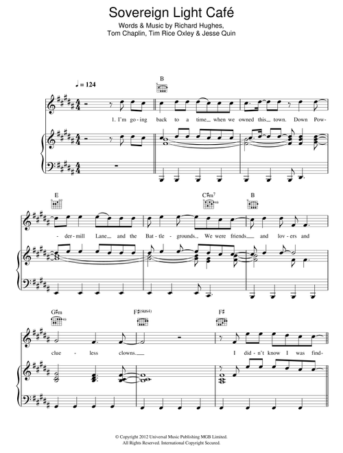 Sovereign Light Cafe - Keane (Piano-Vocal-Guitar (Piano Accompaniment))