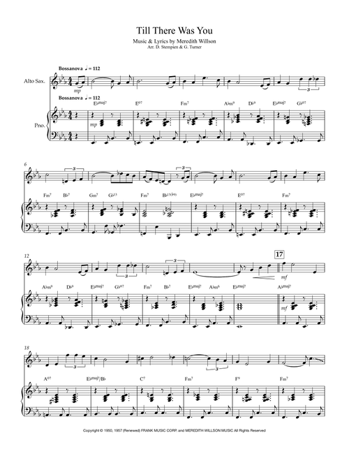 Till There Was You (Arr. Gregory H. Turner, Debra E. Stempien) - The Beatles (Alto Sax and Piano)