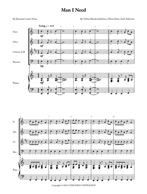 Man I Need (Arr. Jhonatan Lucio Viana) - Olivia Dean (Small Ensemble)