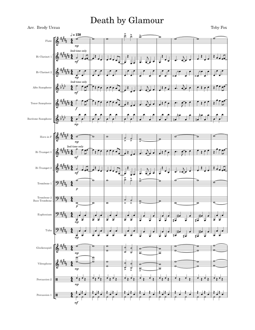 Death by glamour v1 sheet music for trombone euphonium tuba flute
