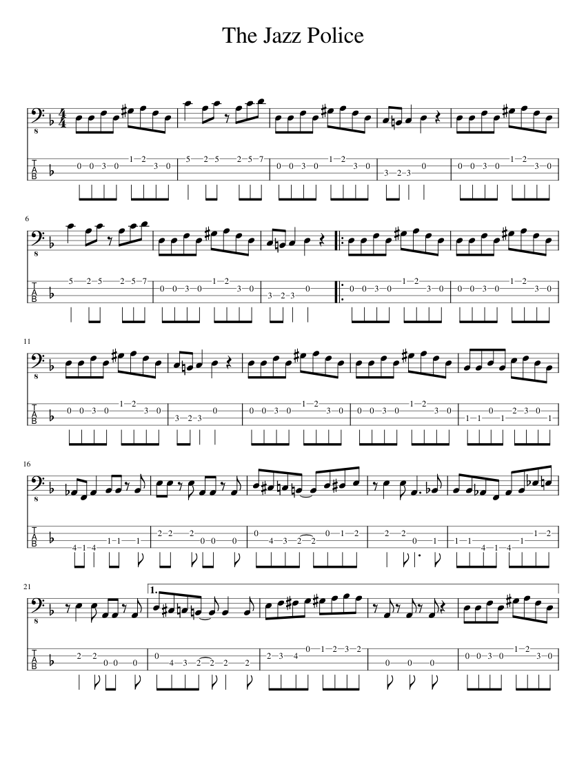 The Jazz Police Sheet music for Bass guitar (Solo