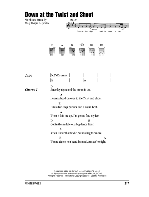 Down At The Twist And Shout - Mary Chapin Carpenter (Guitar Chords-Lyrics)