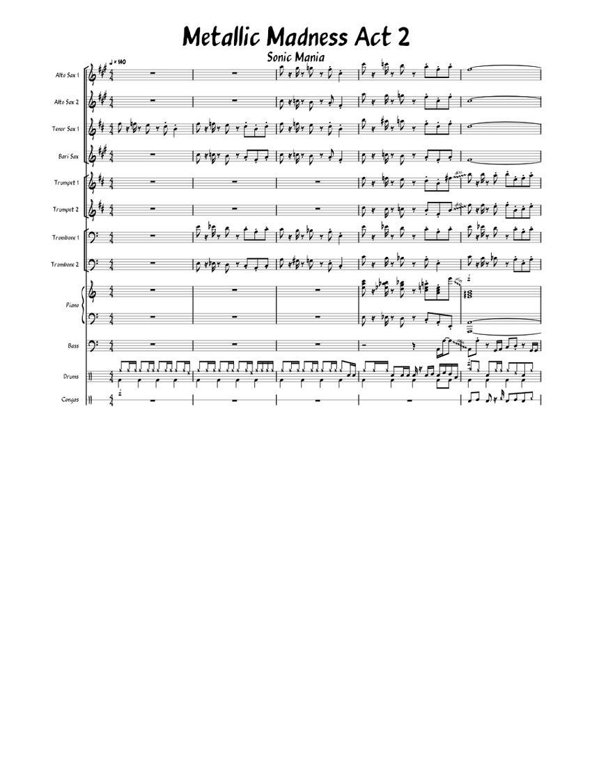 Metallic Madness Act 2 (Sonic Mania) Sheet music for Piano, Trombone