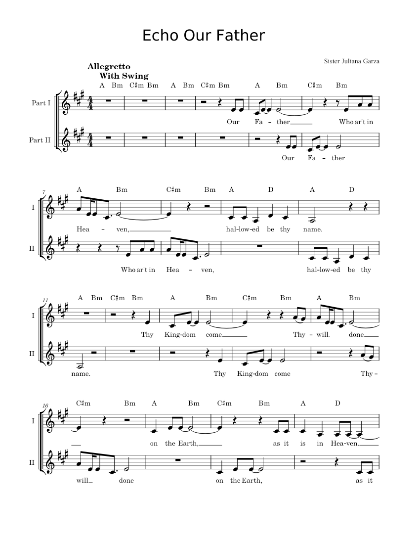 Echo Our Father Sheet Music For Vocals Choral Musescore Echo our father sheet music for vocals choral musescore