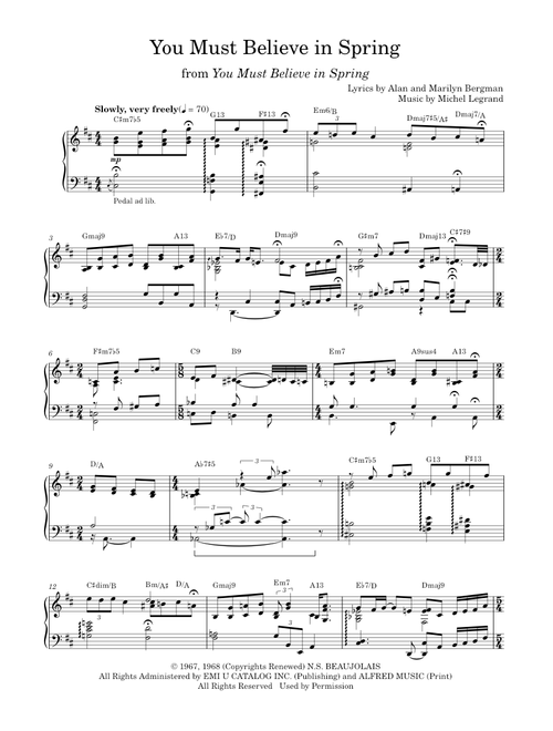 You must believe in spring - Bill Evans (Piano Solo)