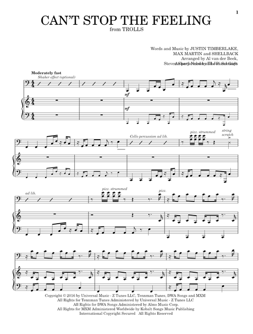 Can't Stop The Feeling - The Piano Guys, Justin Timberlake (Cello and Piano)