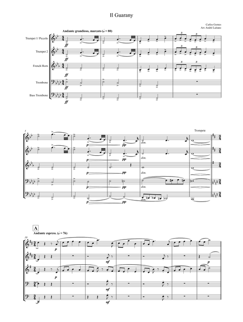 Carlos Gomes - Il Guarany (Brass Quintet) (Arr. André Laitano) (Brass Ensemble)