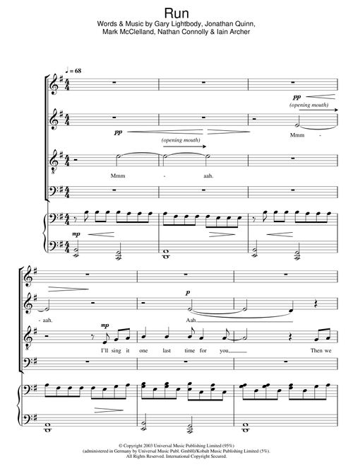 Run (arr. Jeremy Birchall) - Snow Patrol, Leona Lewis (Choral, SATB)