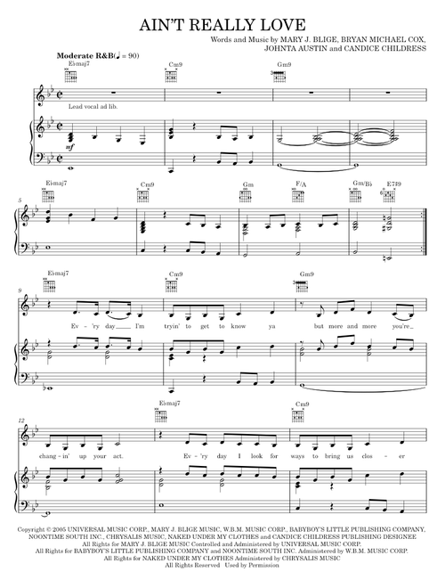 Ain't Really Love - Ja Rule, Mary J. Blige, Mary J. Blige Featuring Ja Rule (Piano-Vocal-Guitar)
