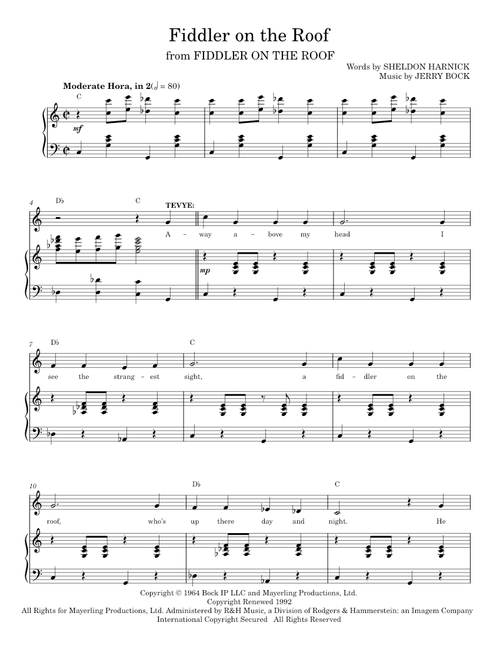 Fiddler On The Roof - Jerry Bock (Piano Vocal)