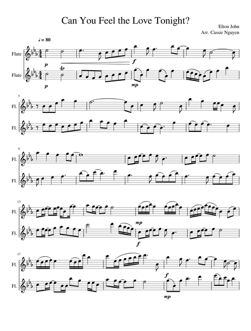 Can You Feel the Love Tonight Flute Duet