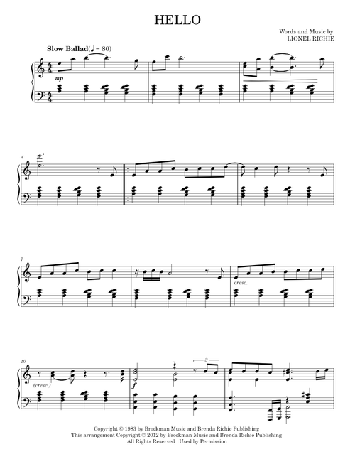 Hello - Lionel Richie (Piano Solo)