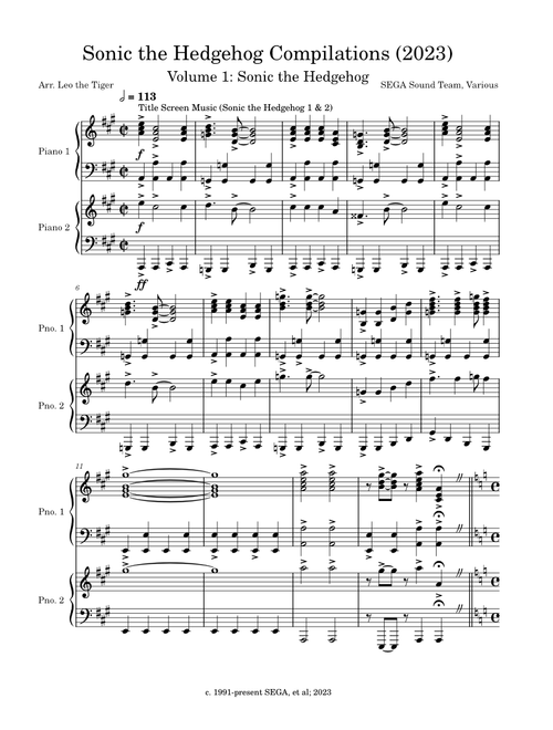 Sonic the Hedgehog Piano Compilation: Volume 1