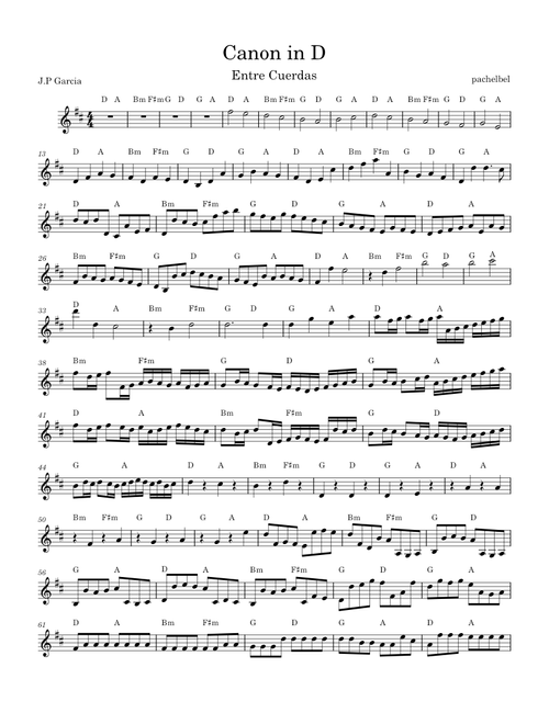 Canon in D - Melody and Chords