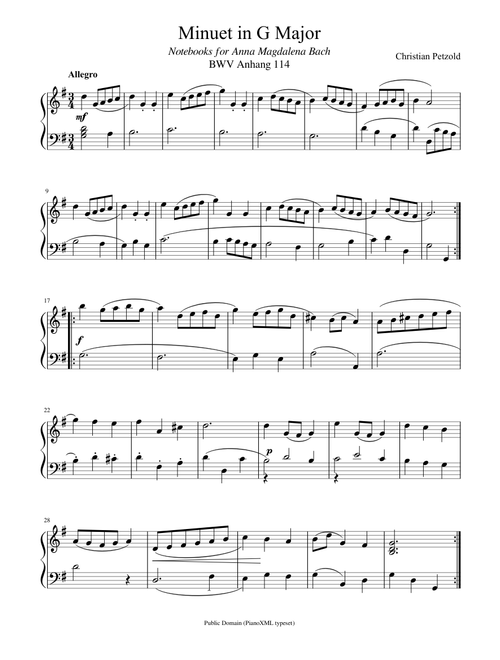 Bach: Minuet in G Major (BWV Anh. 114)