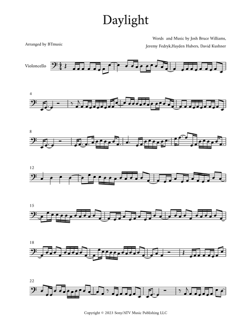 Daylight (Arr. BTmusic) - David Kushner (Cello Solo)