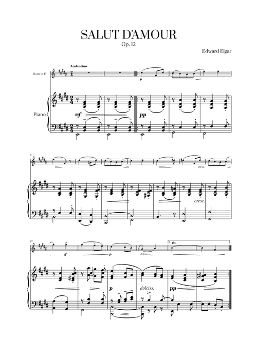 Edward Elgar - Salut d'Amour for French Horn and Piano (Arr. Cadenza Editions) (French Horn and Piano)