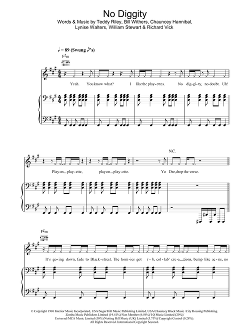 No Diggity - Blackstreet (Piano-Vocal-Guitar (Piano Accompaniment))