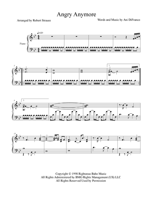 Angry Anymore (Arr. Robert Strauss) - Ani DiFranco (Choral, TBB)