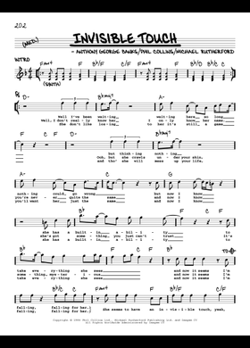 Play Official version of Invisible touch Sheet Music by Genesis
