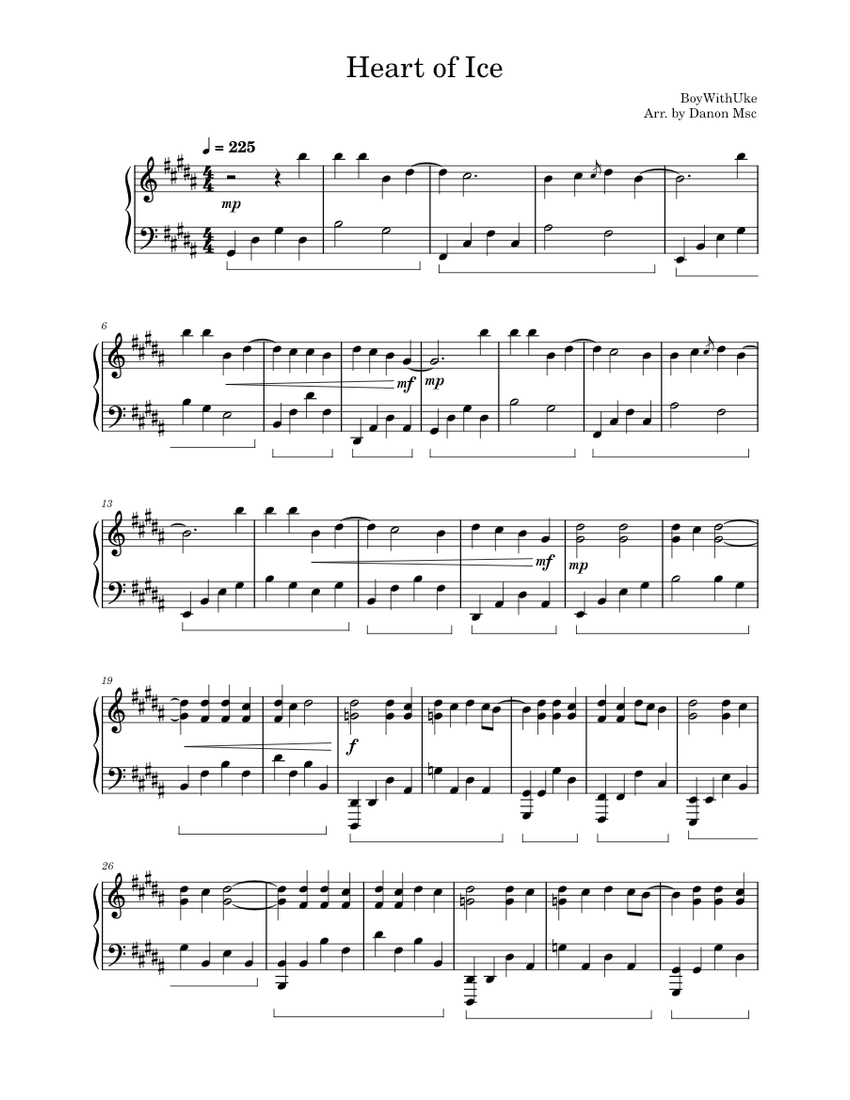 Heart of Ice BoyWithUke (Full Piano Cover) Sheet music for Piano