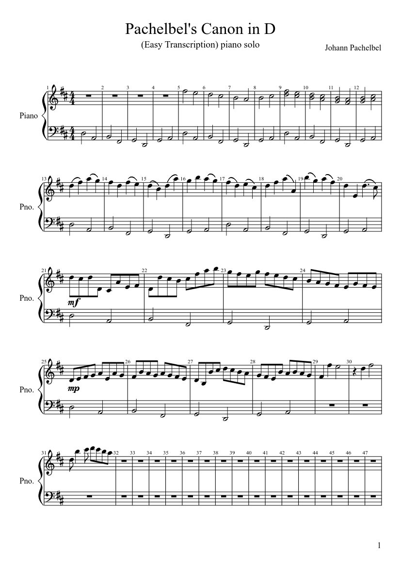 Canon in D (easy) Sheet music for Piano (Solo) | Musescore.com Canon In D (Easy) Sheet Music For Piano (Solo) | Musescore.Com