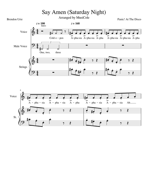 Say Amen (Saturday Night) Full Transcription