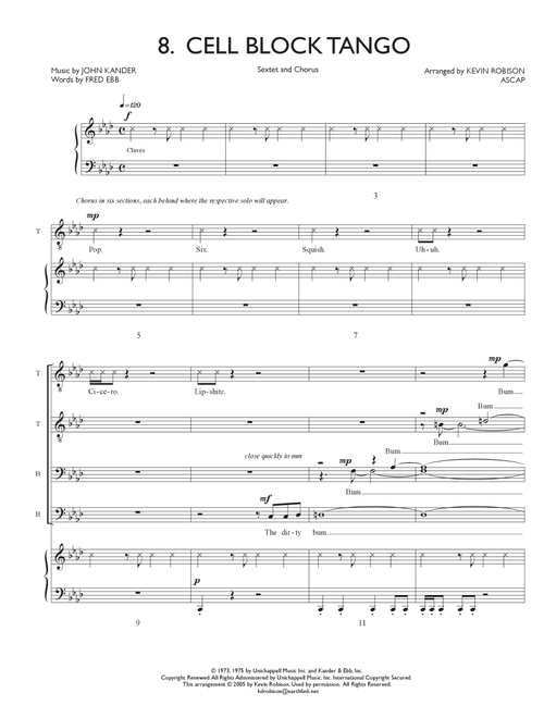 Cell Block Tango (Arr. Kevin Robison) - John Kander, Fred Ebb (Choral, TTBB divisi)